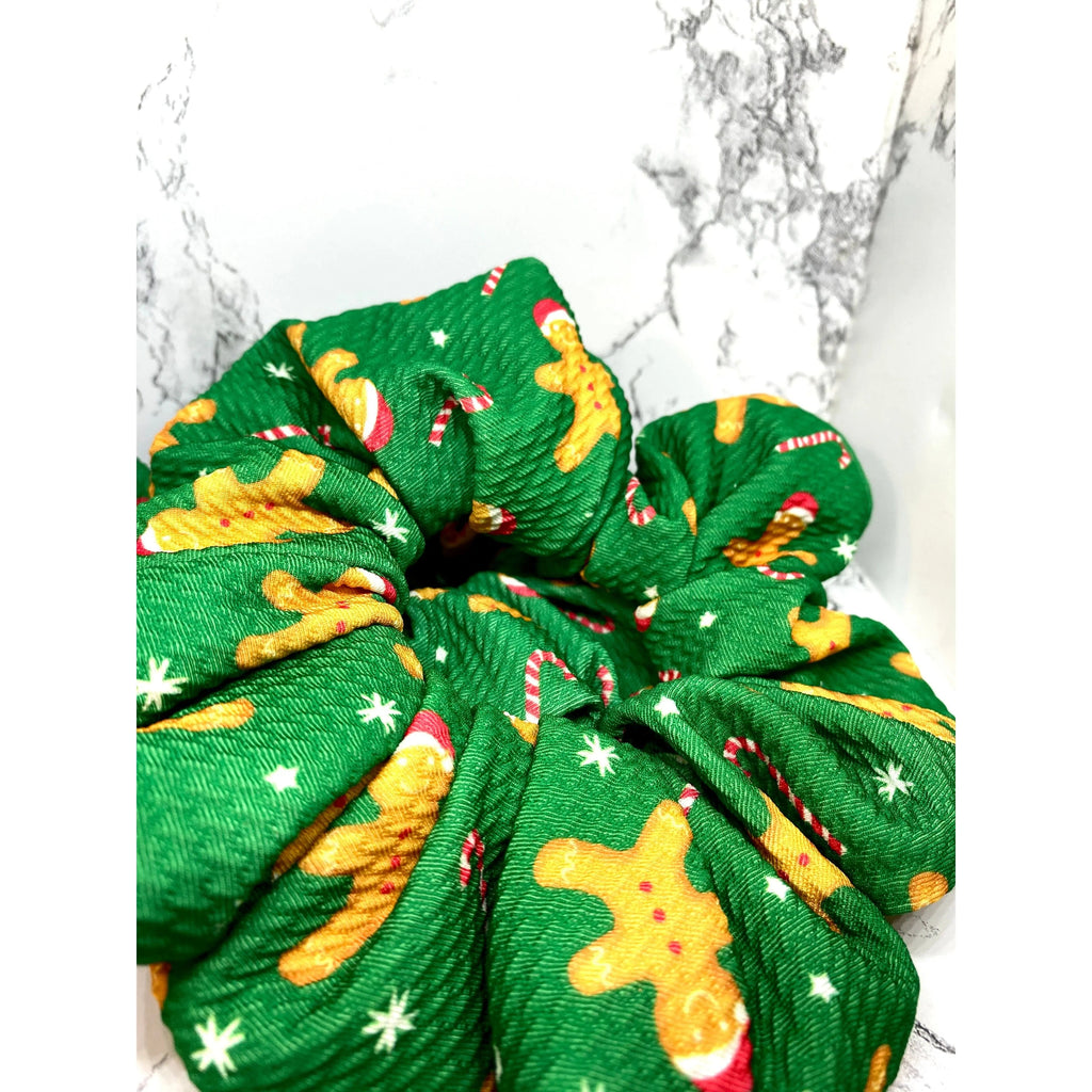 Green Gingerbread Christmas Bullet Scrunchie