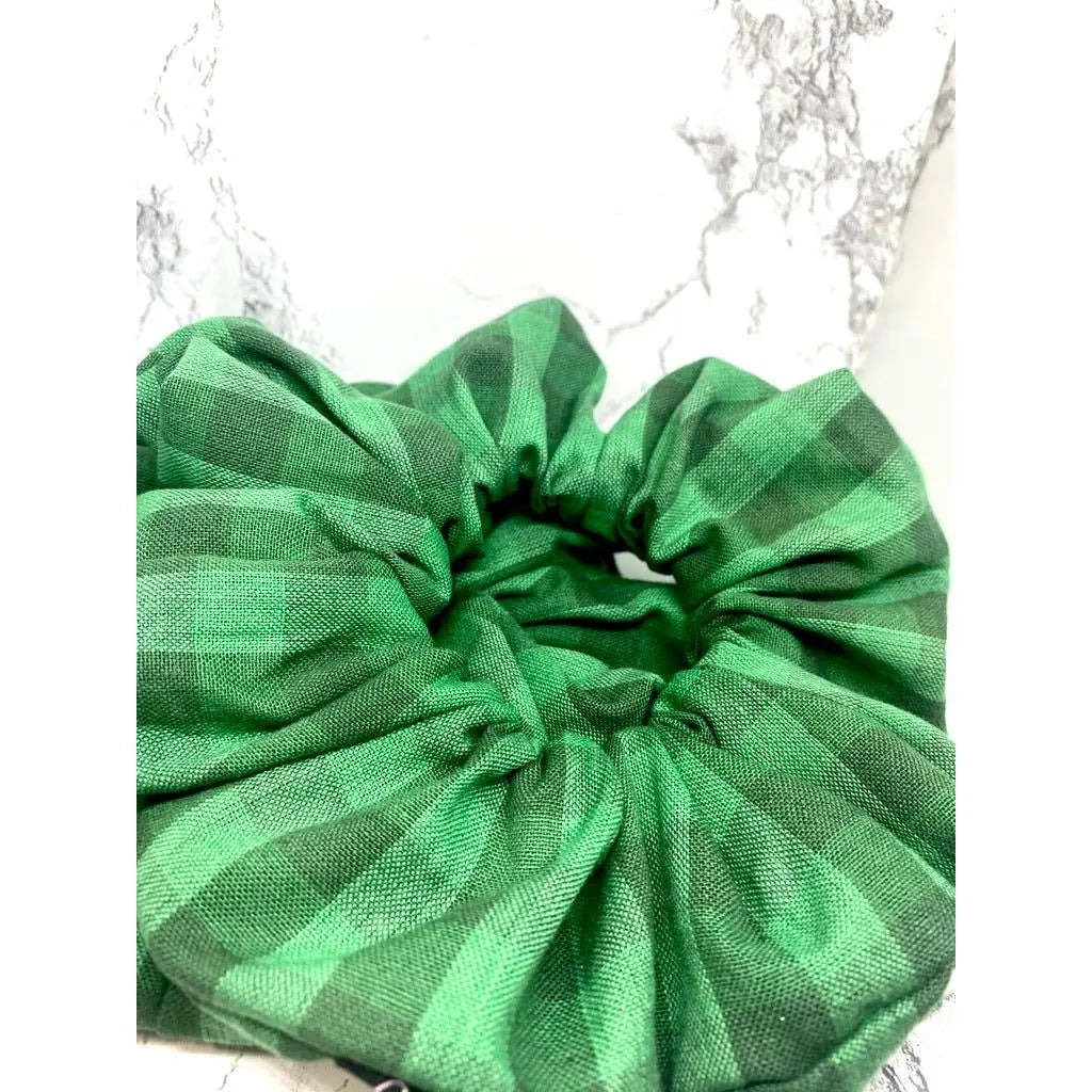 Green Plaid Christmas Scrunchie