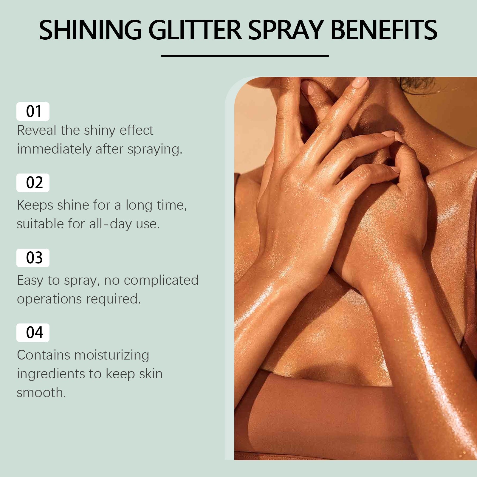 Shining Glitter Spray, Highlighter Spray Natural Stereoscopic Long-Lasting Brightening Glitter
