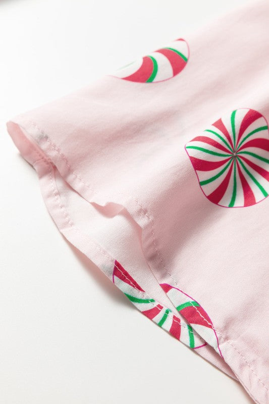 Christmas Bow Top and Ruffle Shorts Pajama Set