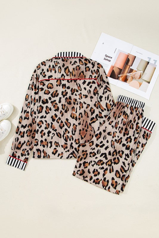 Leopard Colorblock Stripe Edge Shirt and Pants Paj