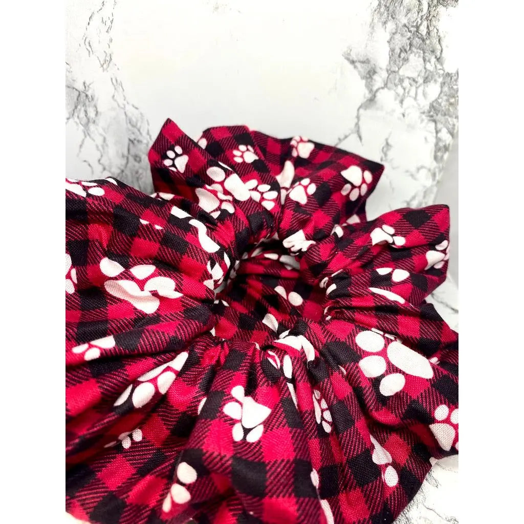 Paw Print Red Buffalo Christmas Scrunchie