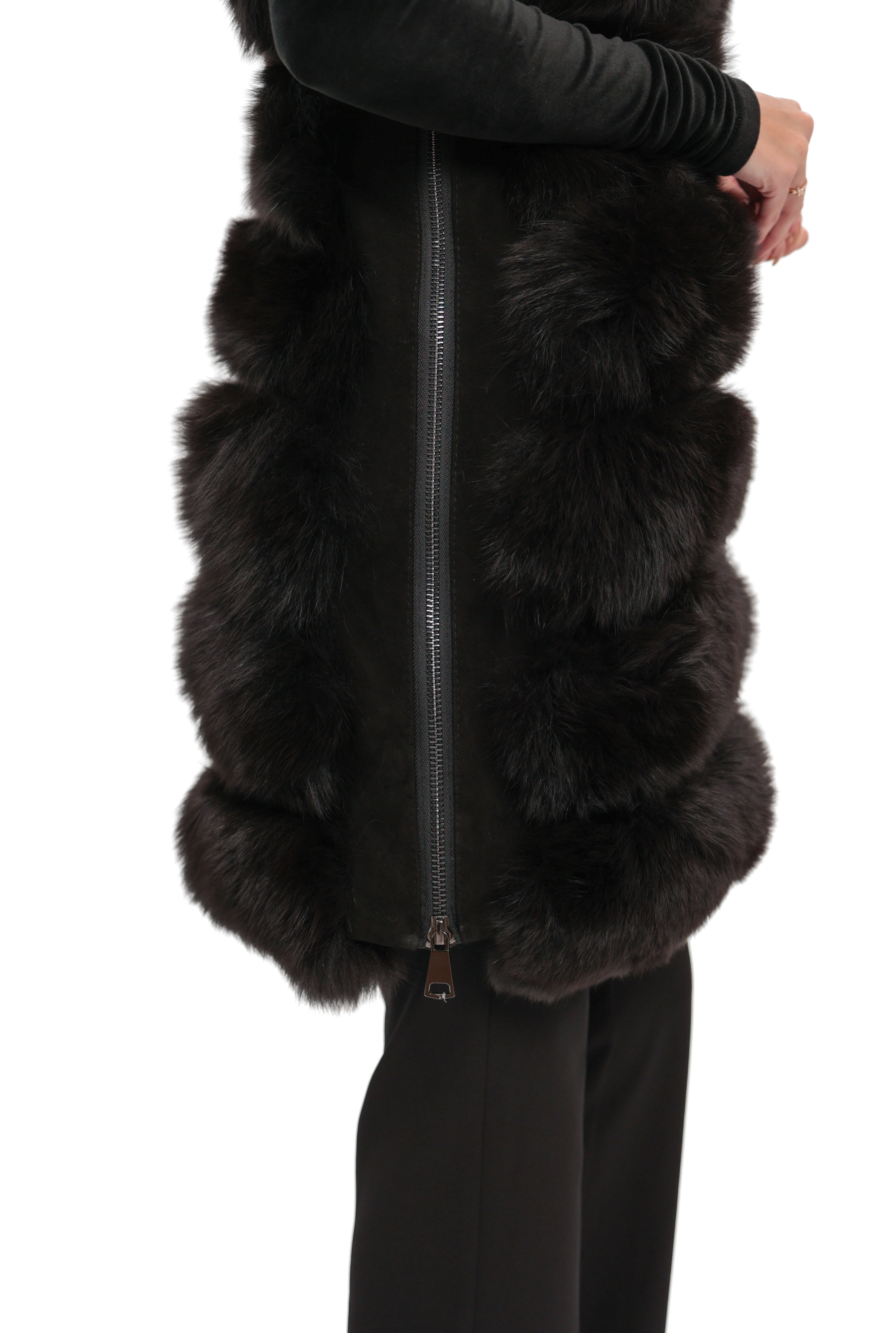 Genuine Polar Fox Fur Vest 90 cm