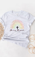 He Is Risen Glitter Rainbow Graphic Tee T-Shirt