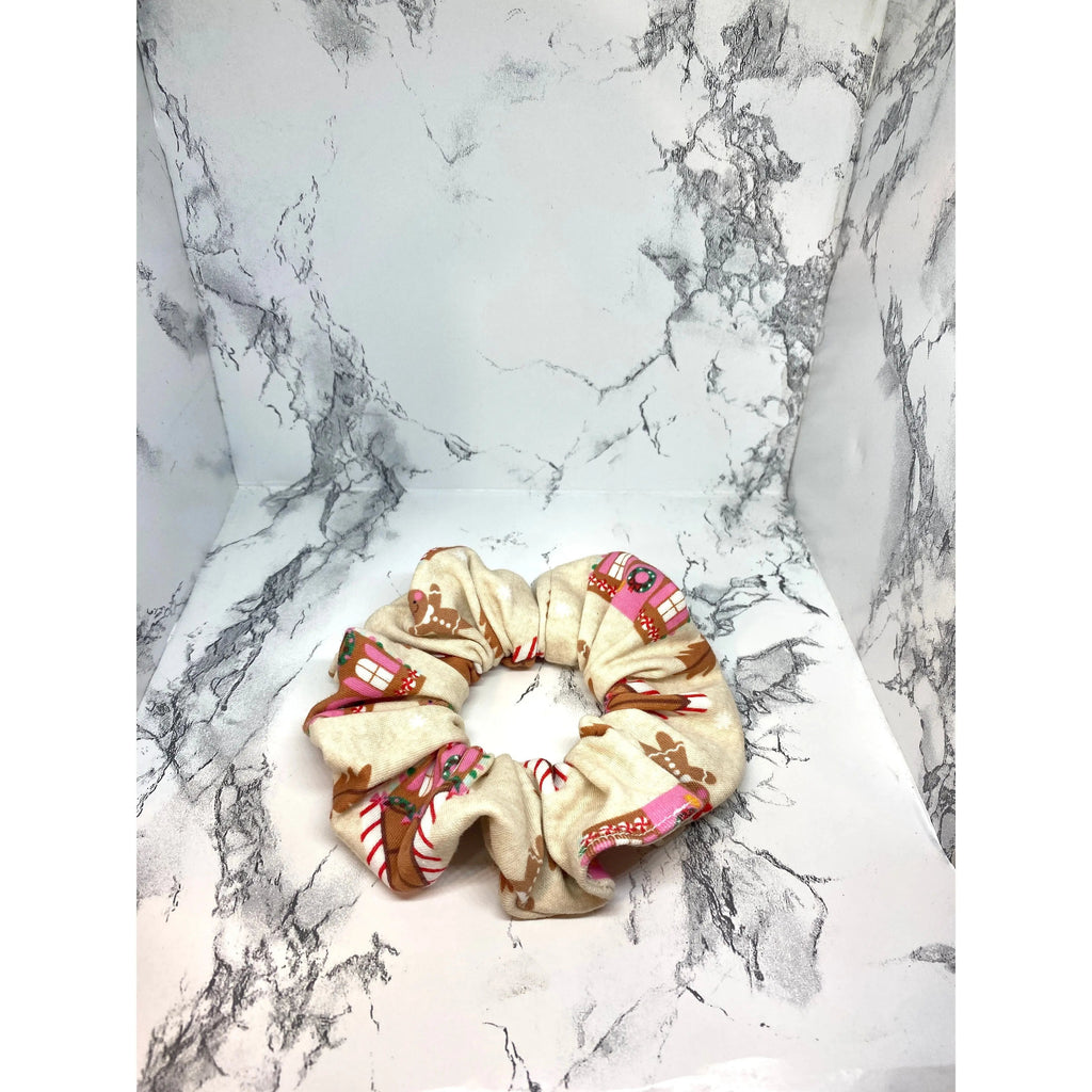 Mini Beige Gingerbread Christmas Scrunchie