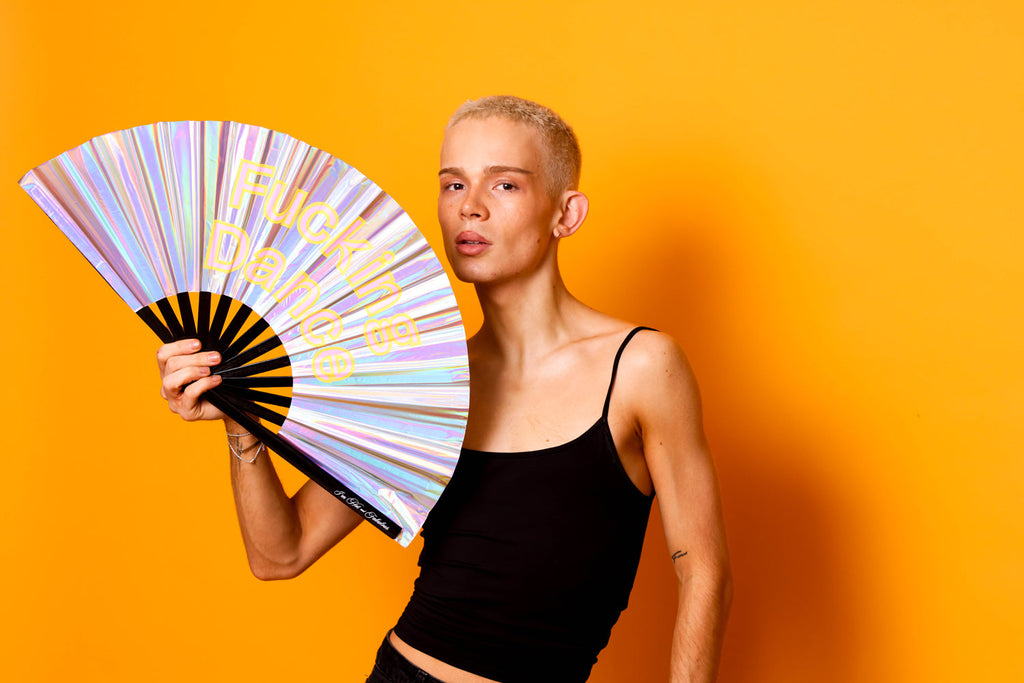 Holographic Disco Ball F*cking Dance XL Hand Fan