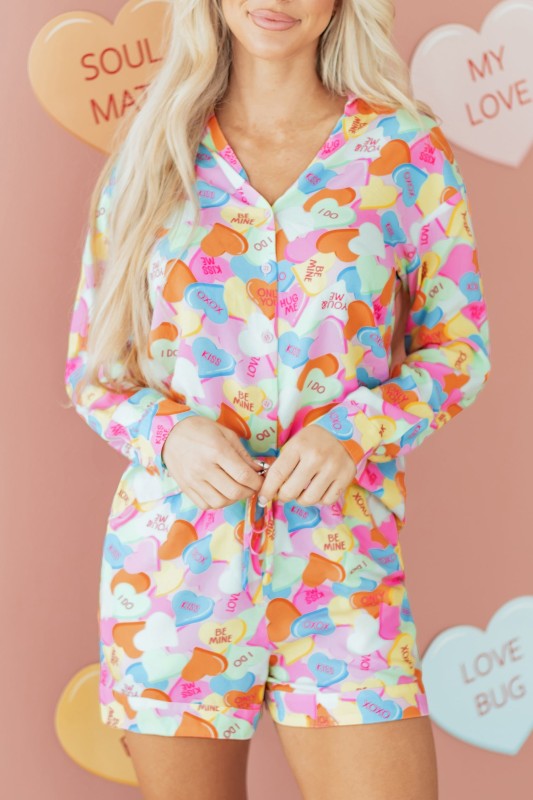 Valentine Heart Candy Shirt and Shorts Pajama Set