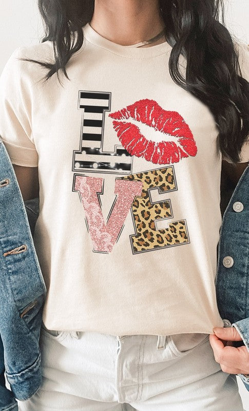 LOVE Multi Pattern Valentine Graphic Tee