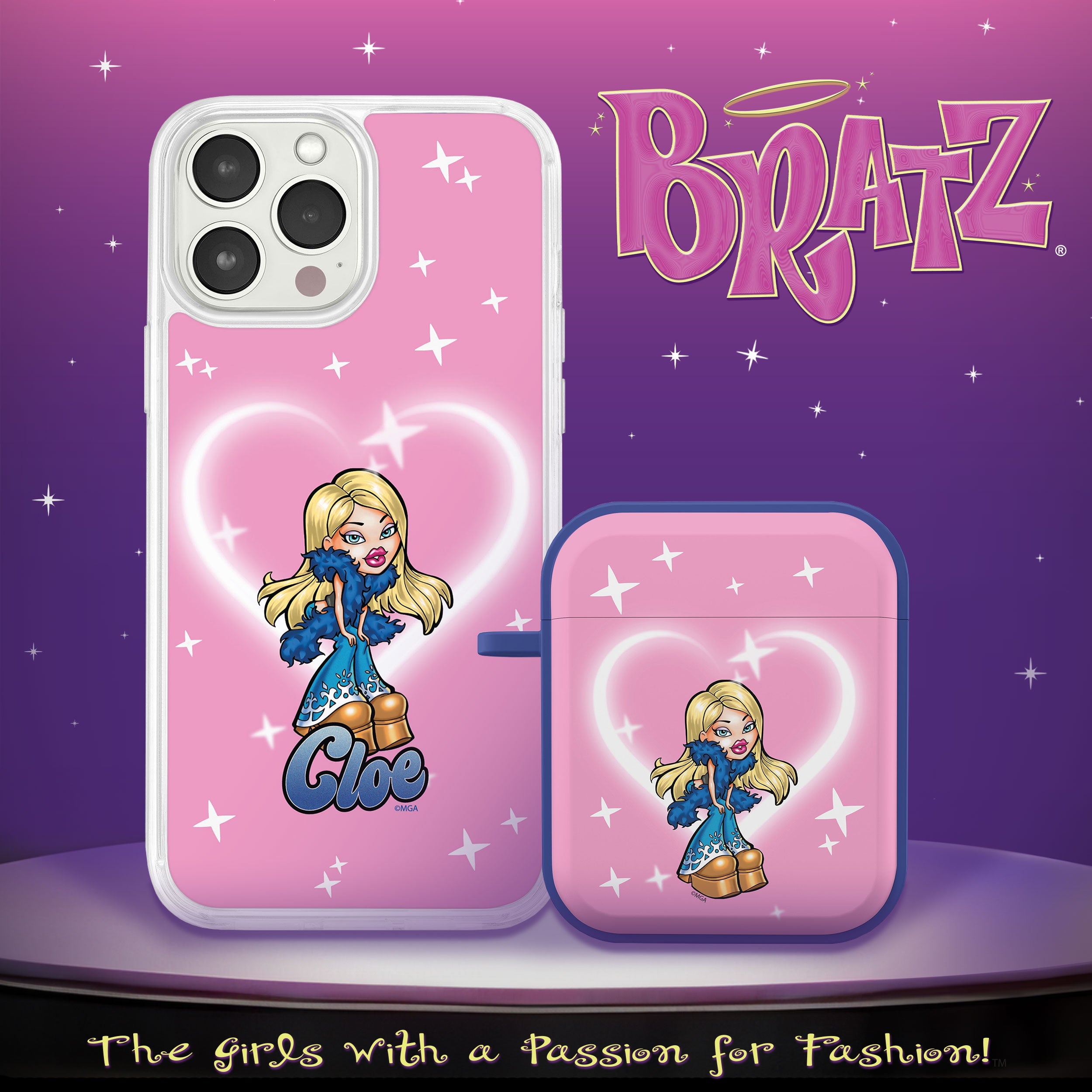 Bratz® Passion For Fashion HD Apple iPhone 14 Mag-Safe Phone Case and AirPods Gen 1 & 2 Combo Package