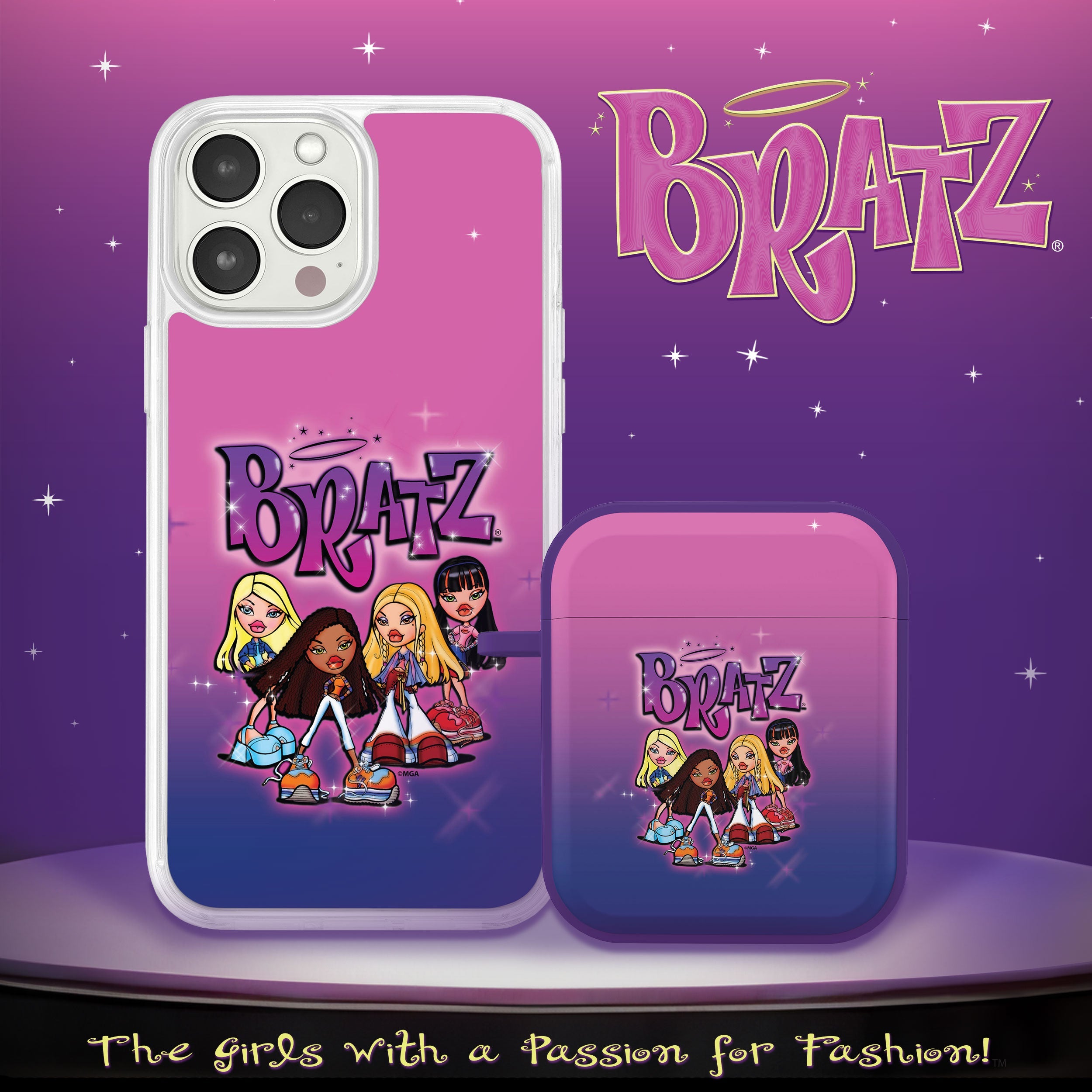 Bratz® Classic HD Apple iPhone 15 Mag-Safe Phone Case and AirPods Gen 1 & 2 Combo Package