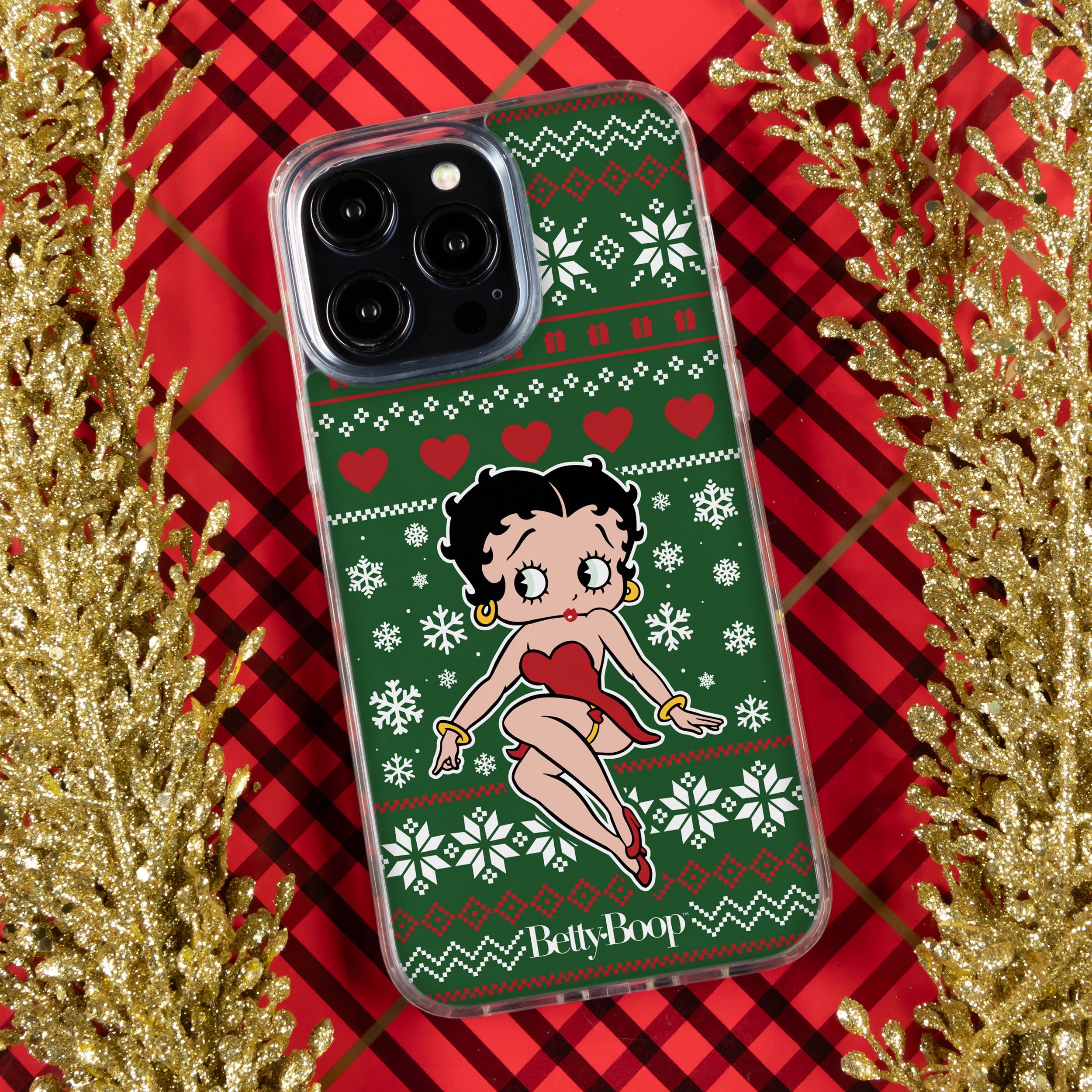 Betty Boop Happy Holidays HD Apple iPhone 12 Series Mag-Safe Phone Case