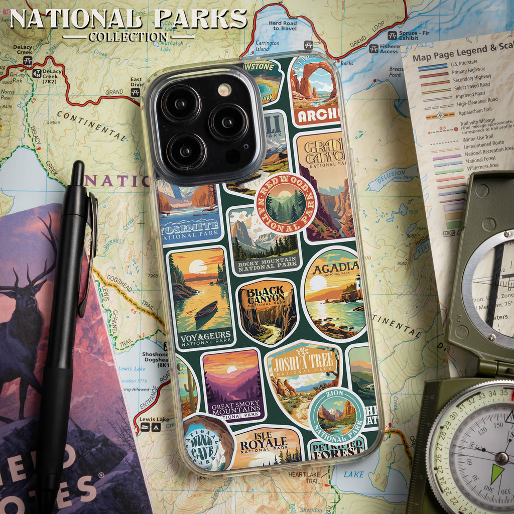 National Parks Stickers HD Apple iPhone 15 Series Mag-Safe Phone Case
