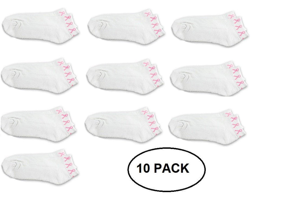 10 Pack Breast Cancer Pink Ribbon Socks