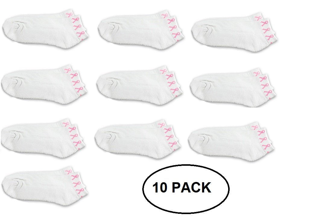 10 Pack Breast Cancer Pink Ribbon Socks