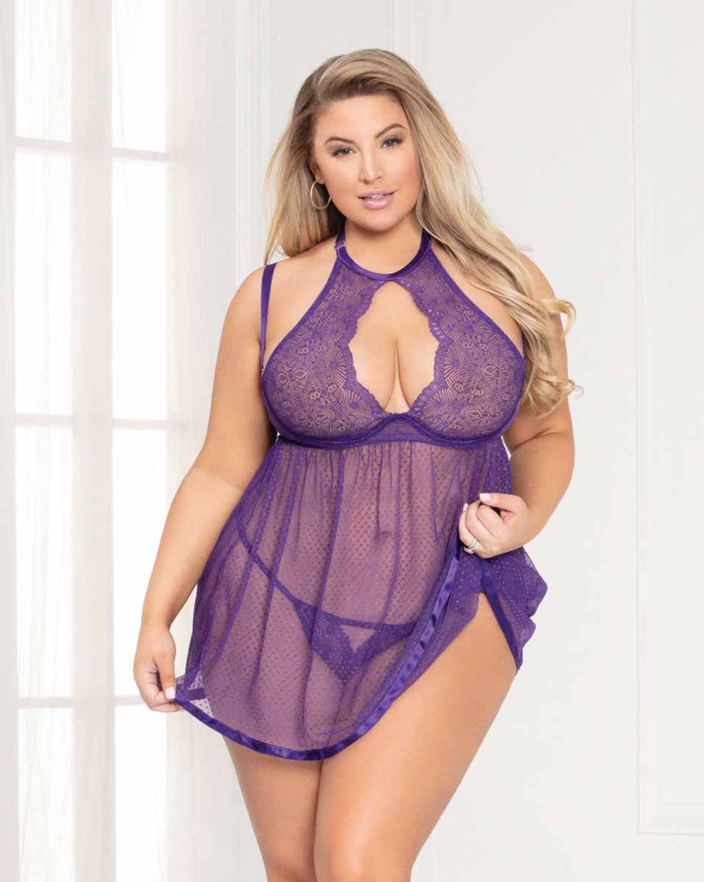 Lace And Point Babydoll Set