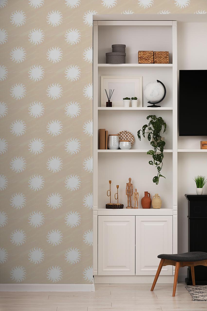 Sol Wallpaper, tan and white