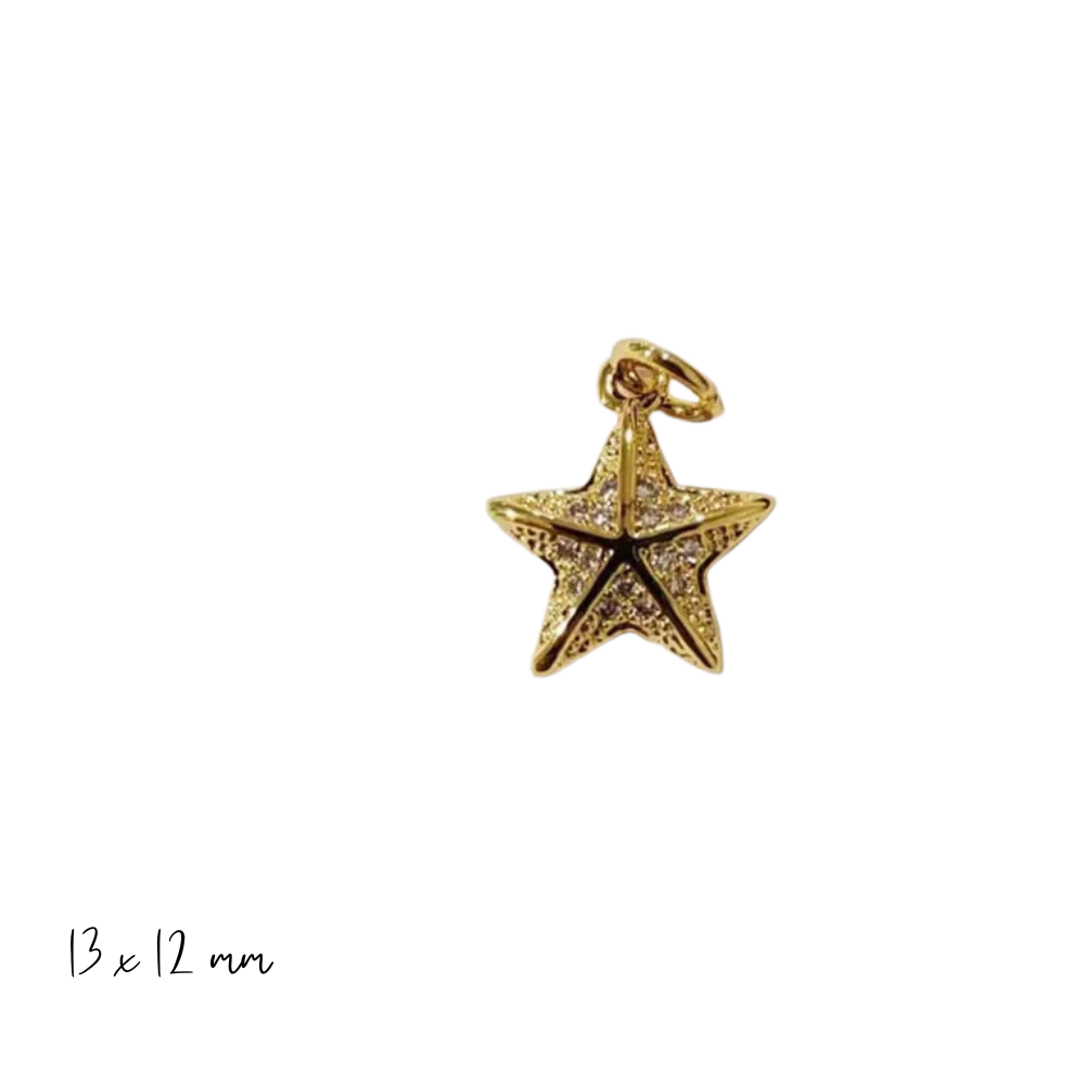 Golden Pave Starfish Charm ~ Deep South Originals