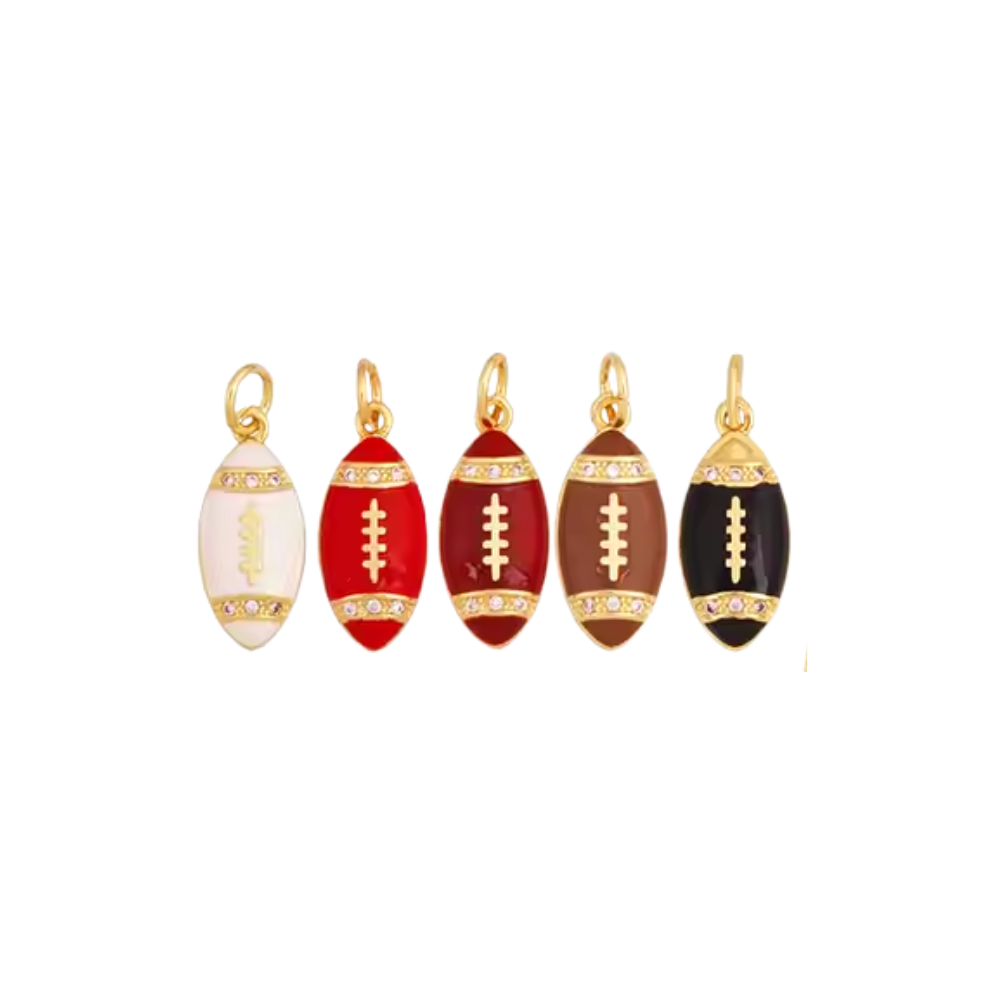 Game Day Football Charms - Gold Plated Enamel