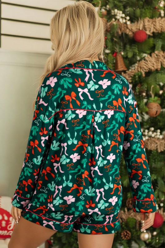 Bow Holiday Shirt and Short Pajama Set
