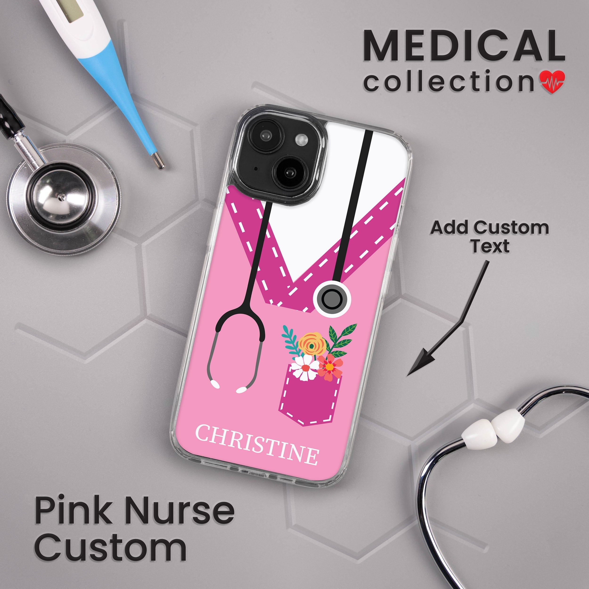 Nurse HD Custom Name Apple iPhone 14 Series Mag-Safe Phone Case