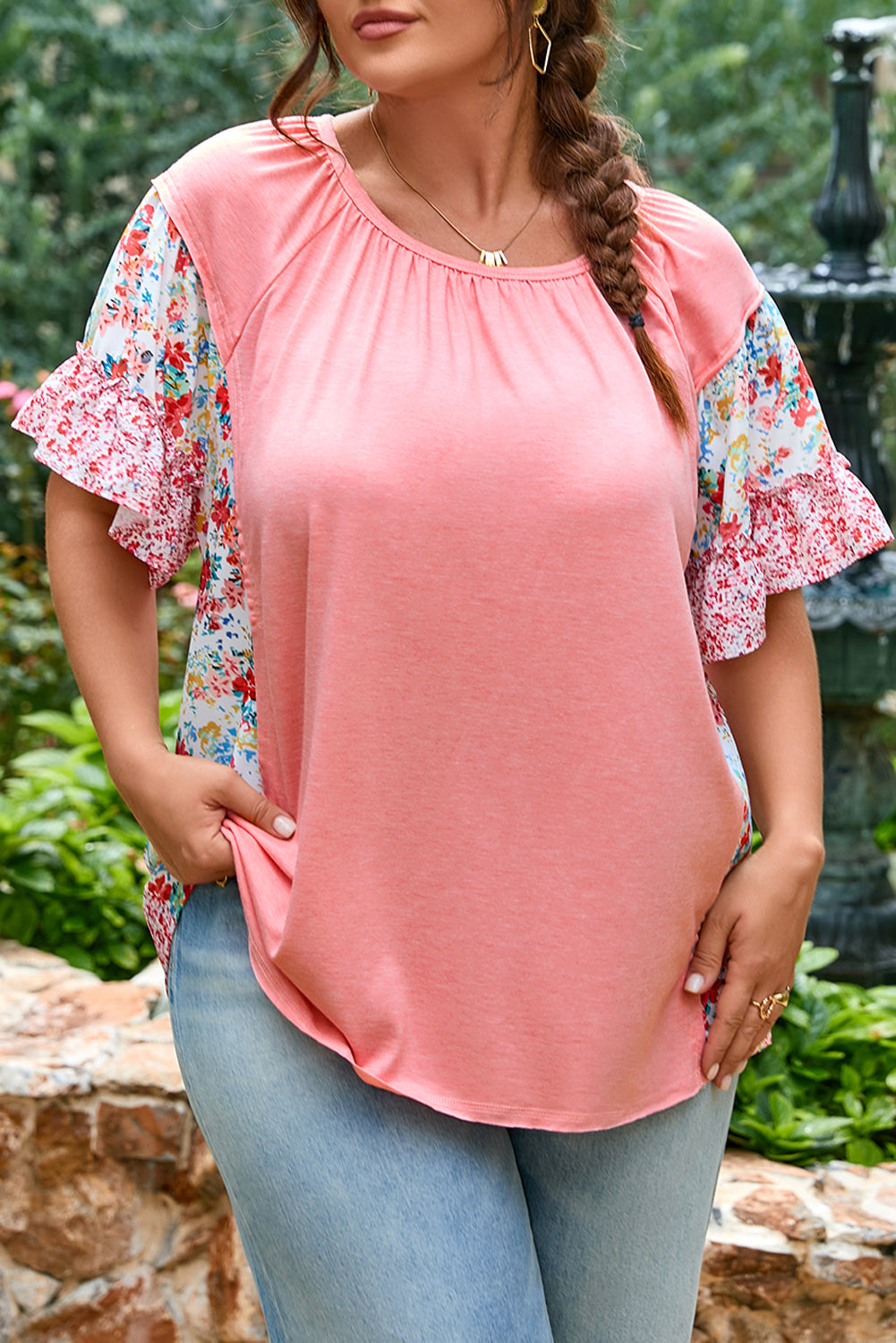 Lacey Ruffled Short Sleeve Blouse