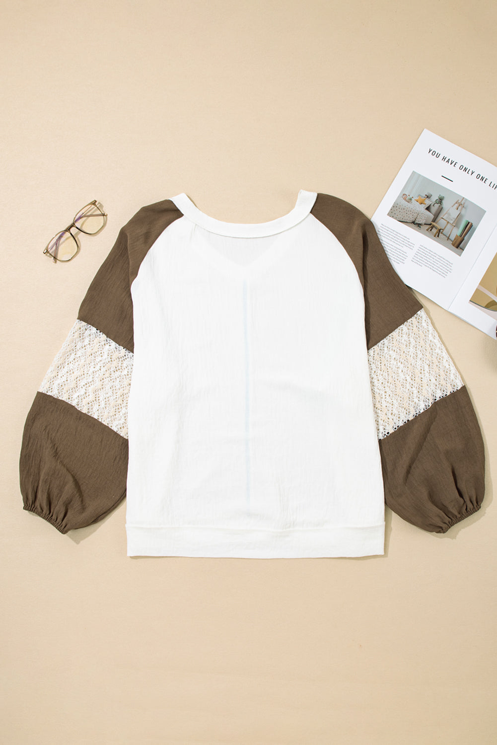 Julietta Patchwork Balloon Sleeve Blouse