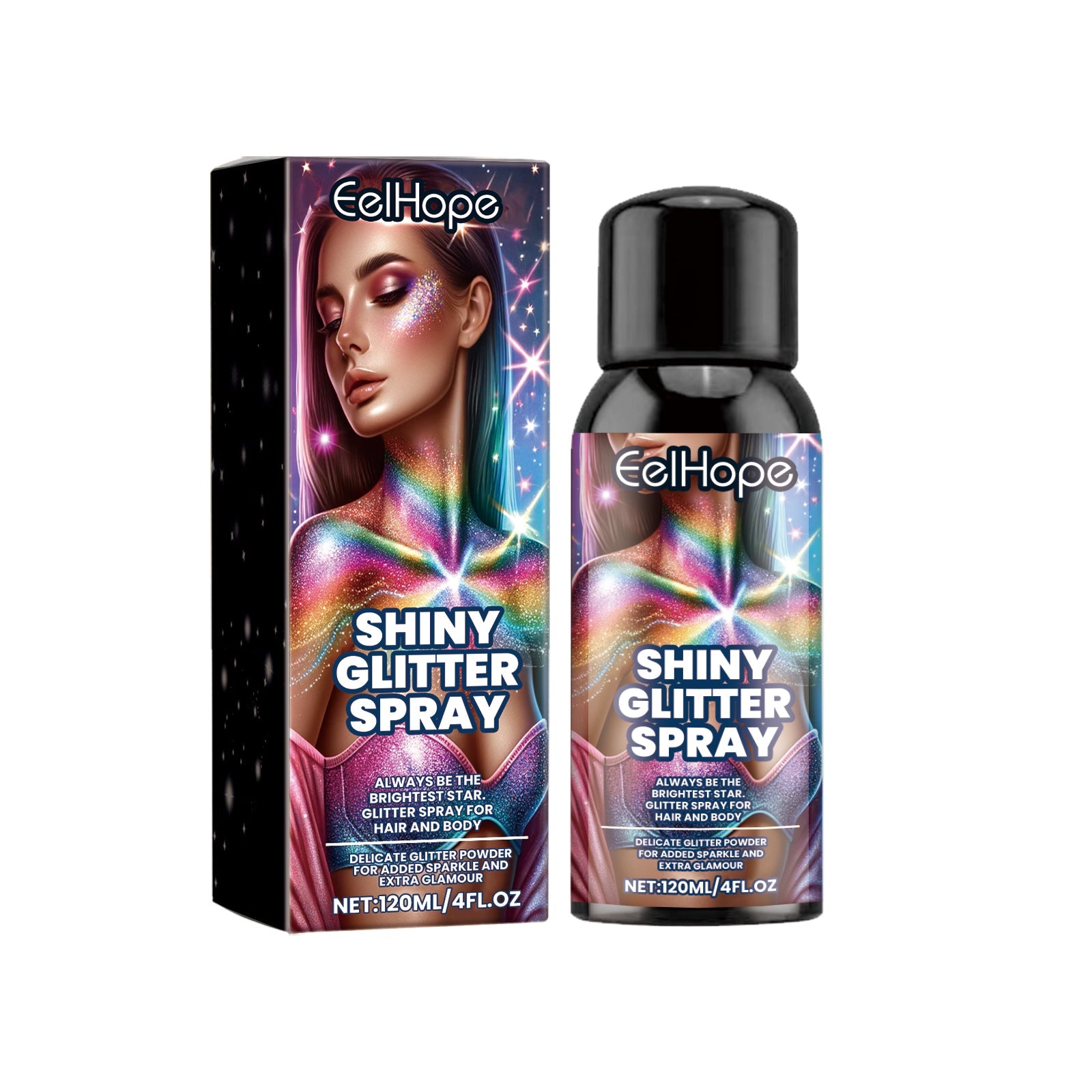 Stage Makeup Glitter Spray, Dance Party Festive Atmosphere Carnival Hair Body Highlight Glitter Spray
