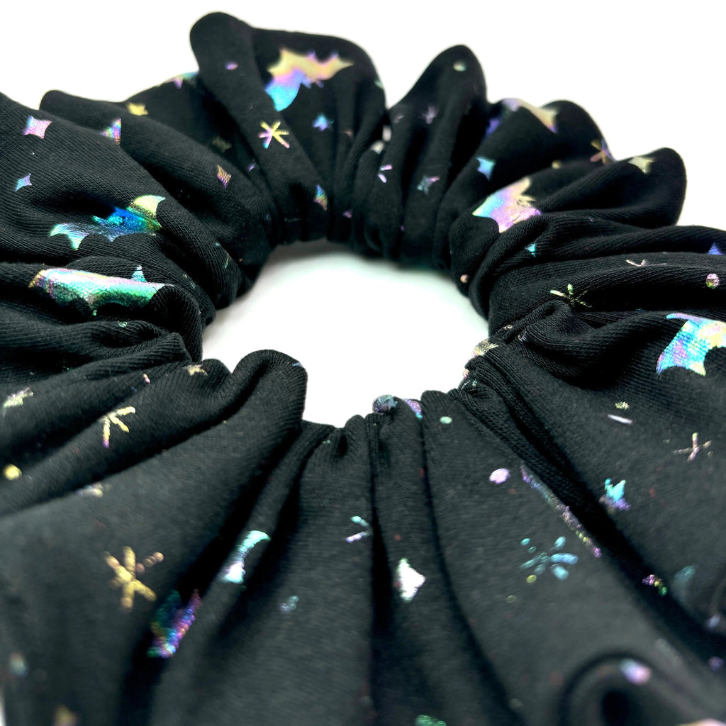 Holographic Bats Halloween Scrunchie