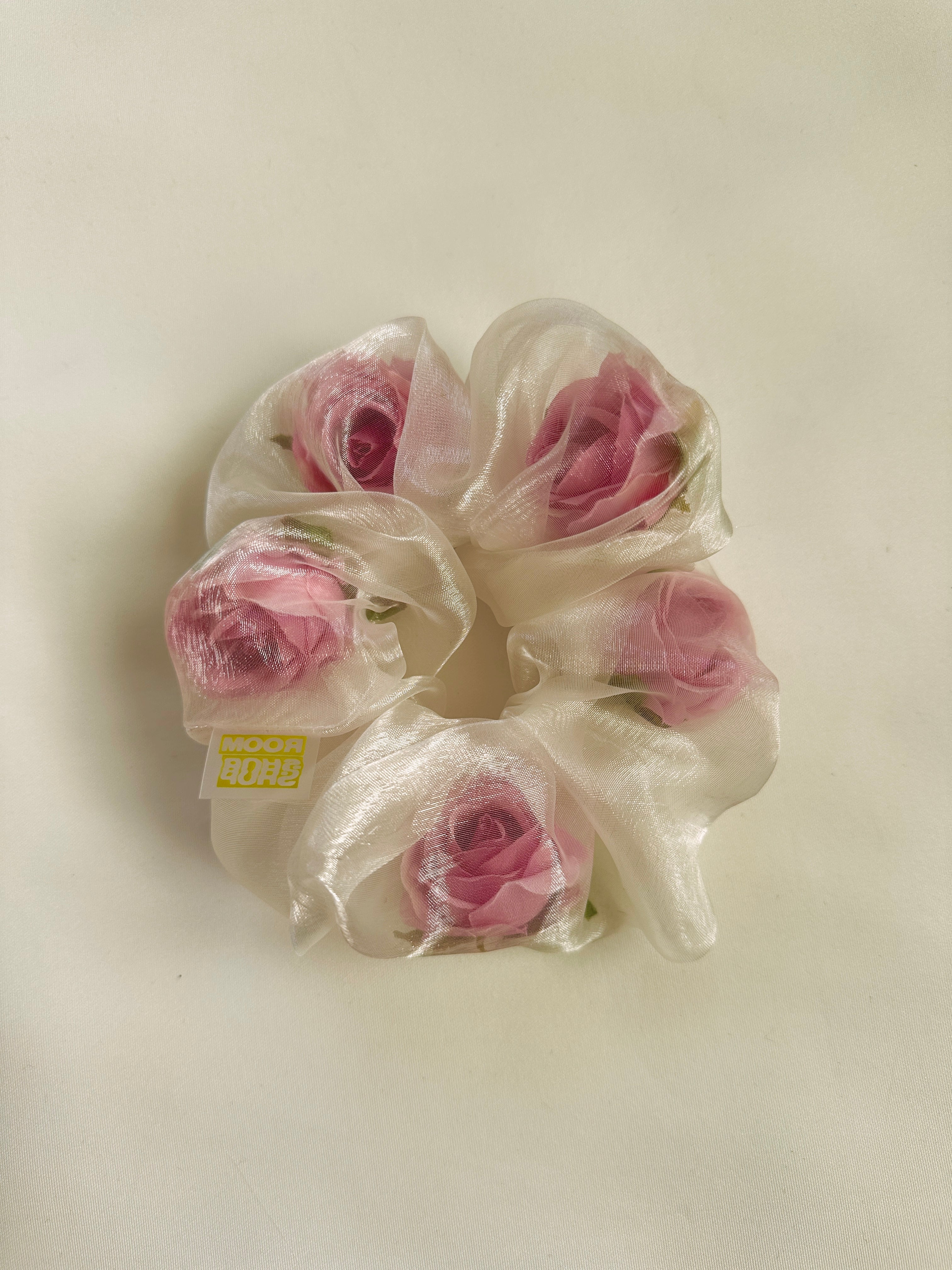 Mini Sheer Rose Stuffed Scrunchie