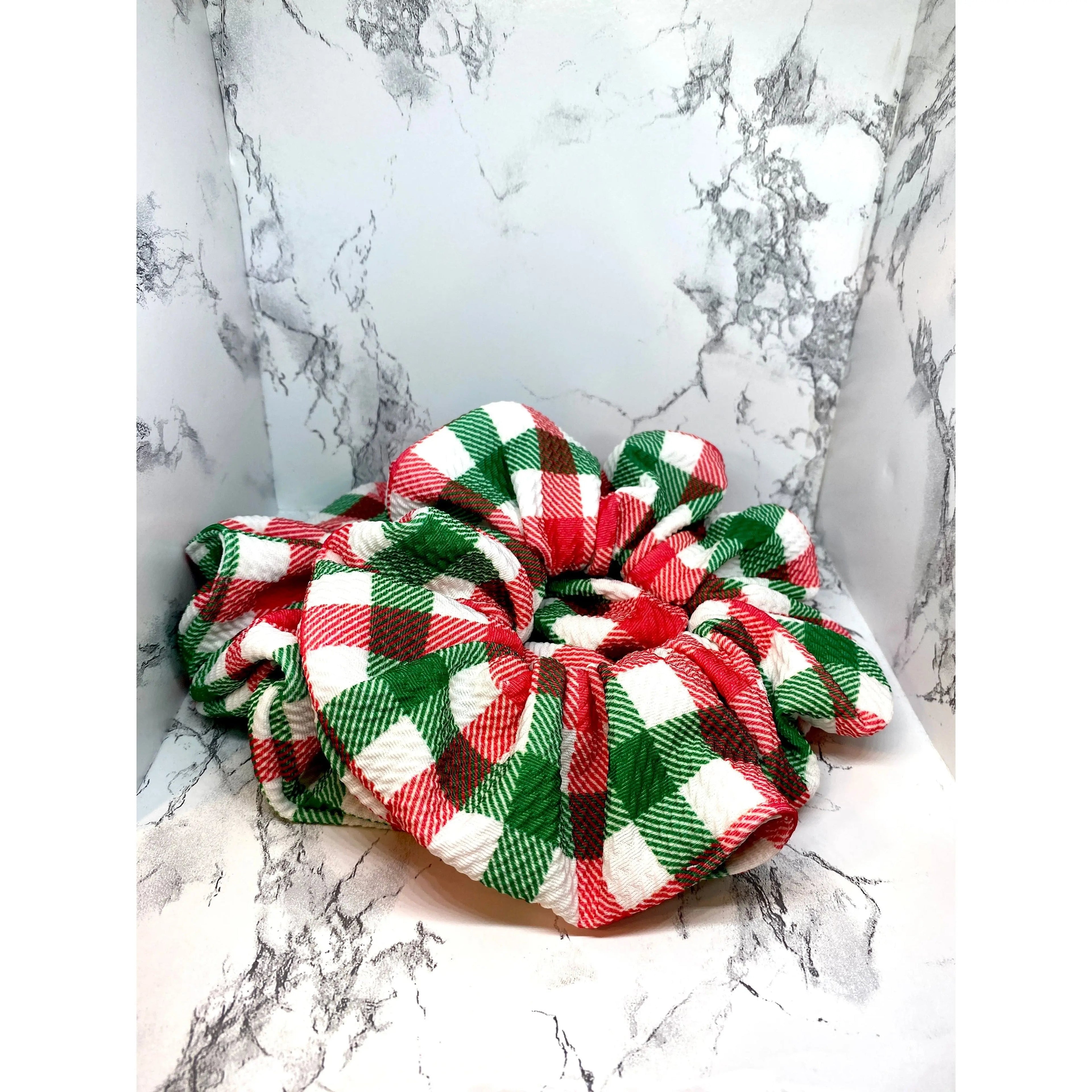 Square Plaid Christmas Bullet Scrunchie