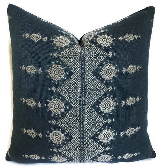 Carmania Pillow Cover in Indigo, Indoor Outdoor Pillows, Peter Dunham Textiles