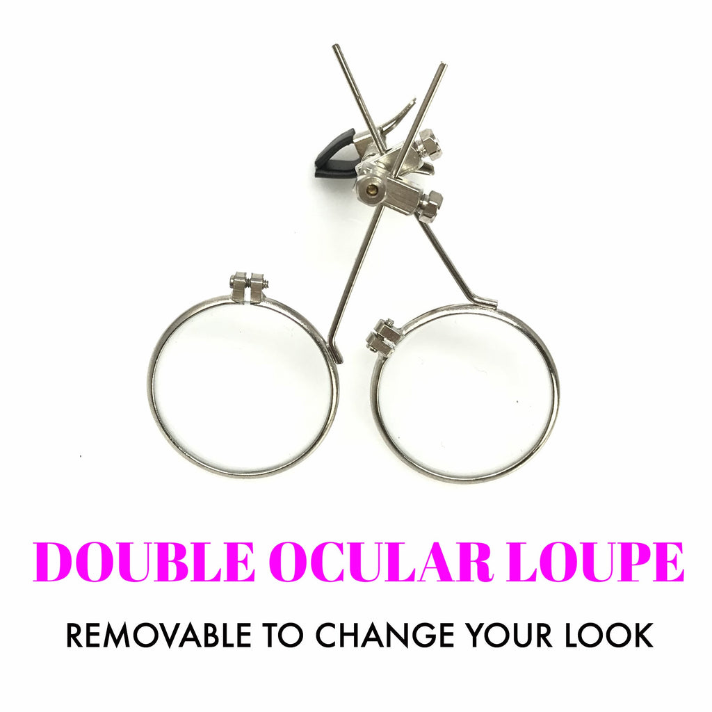 Steampunk Goggles with magnifying loupes UV glow neon pink spiral diffraction lenses