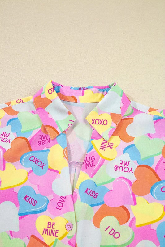 Valentine Heart Candy Shirt and Shorts Pajama Set
