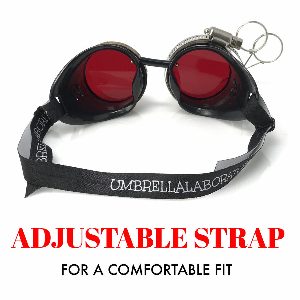 Steampunk Goggles with magnifying loupes red lenses