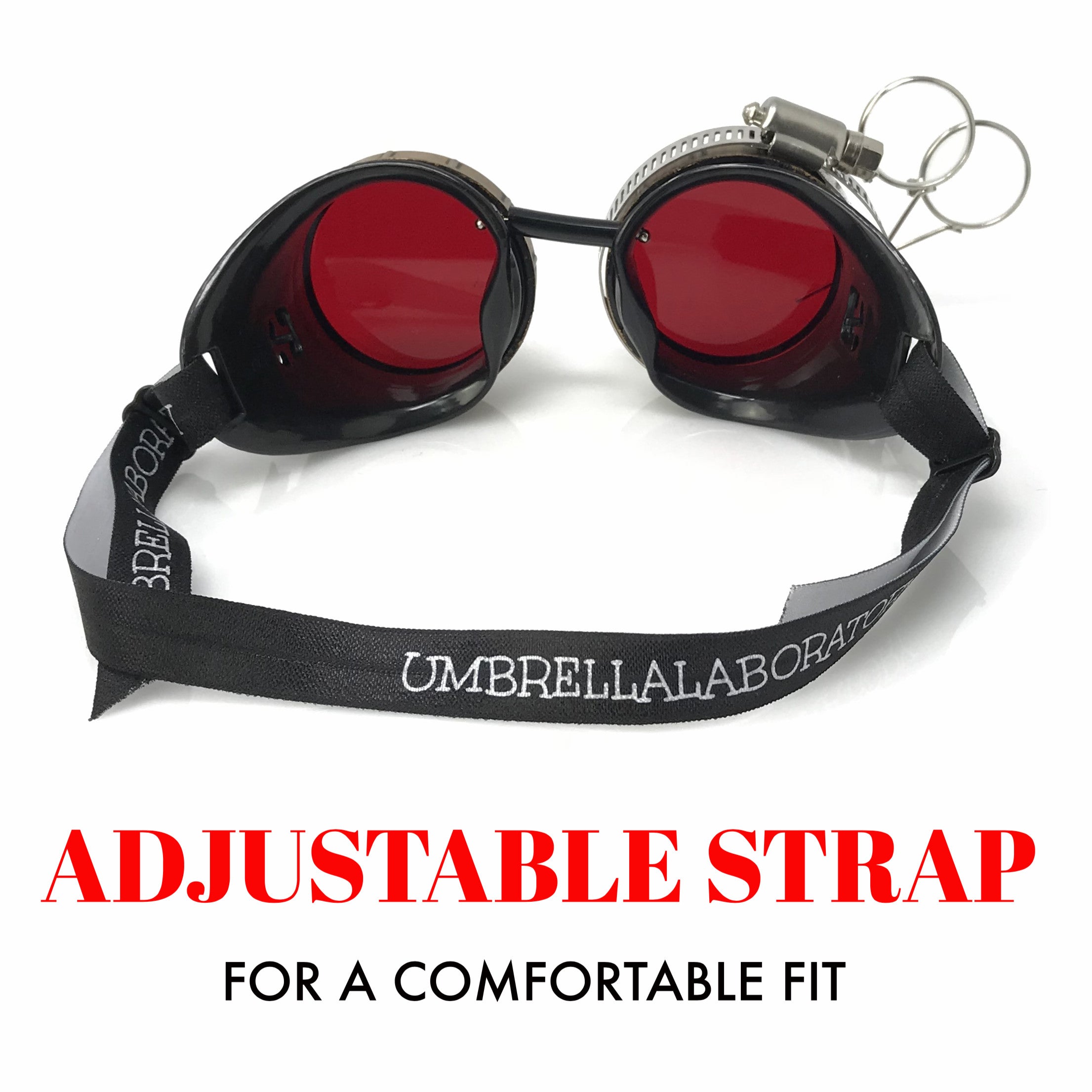 Steampunk Goggles with magnifying loupes red lenses