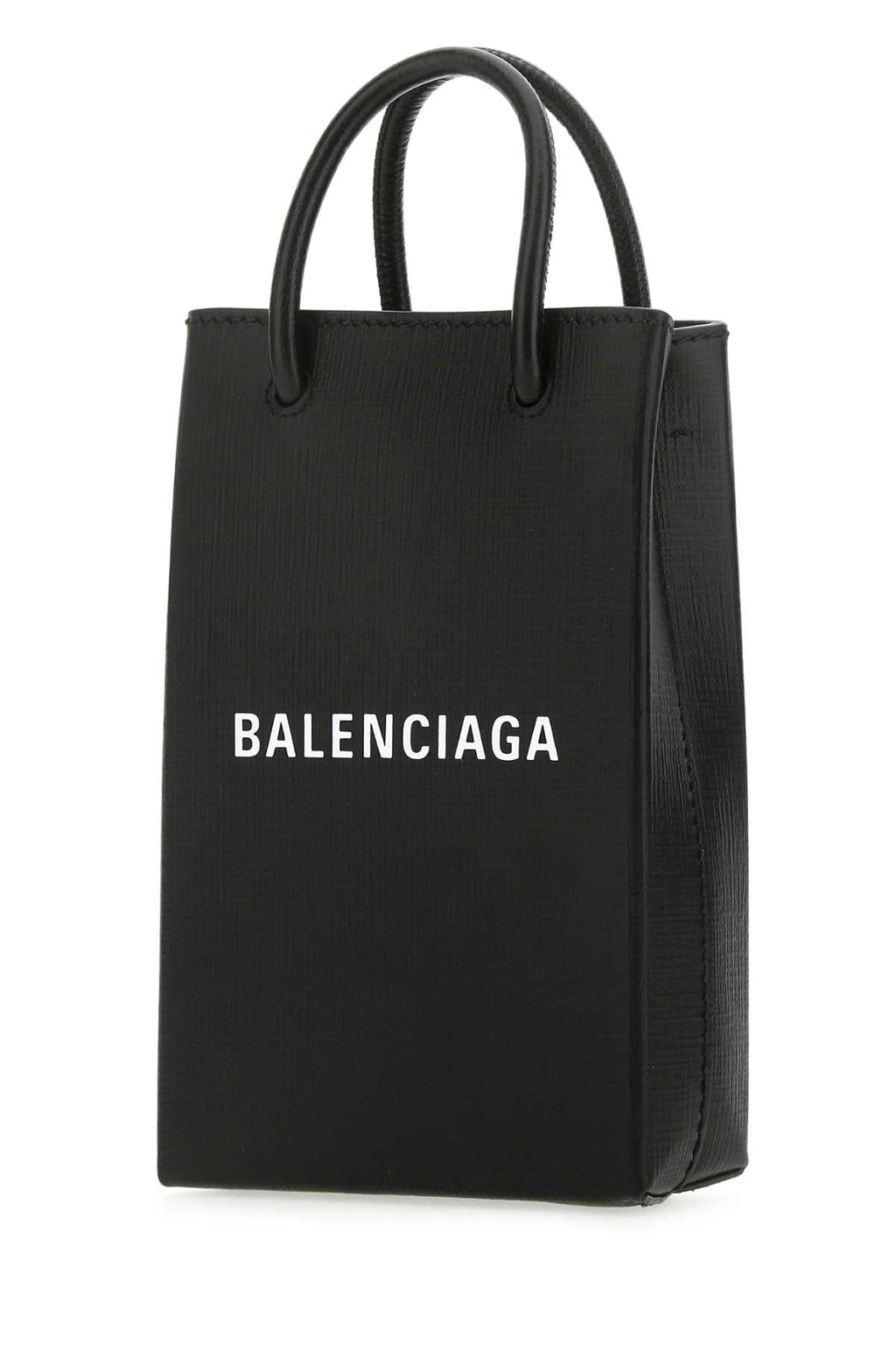 Balenciaga Women Black Leather Phone Case