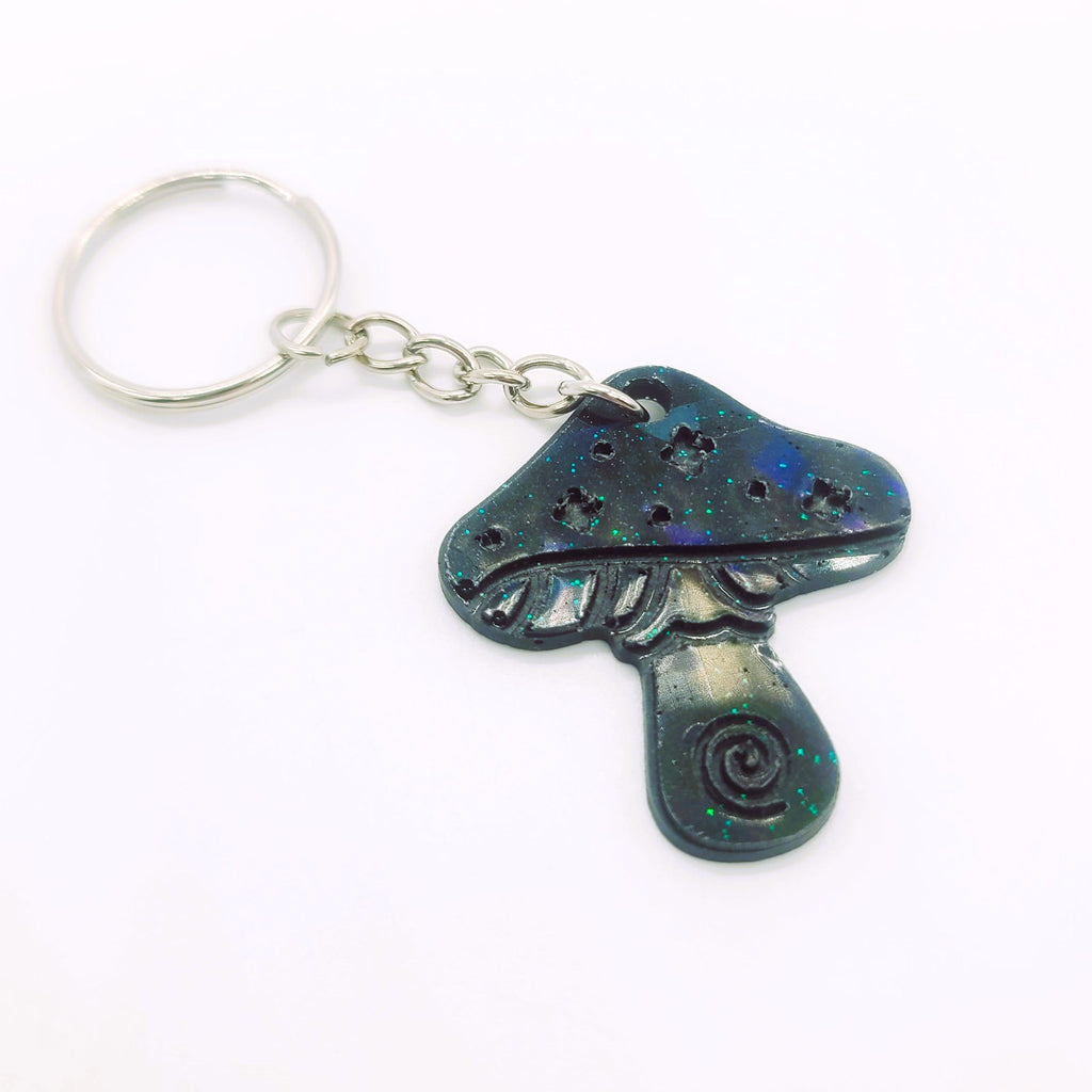 Holographic Mushroom Shaped Key Chain - Eco-Friendly Resin