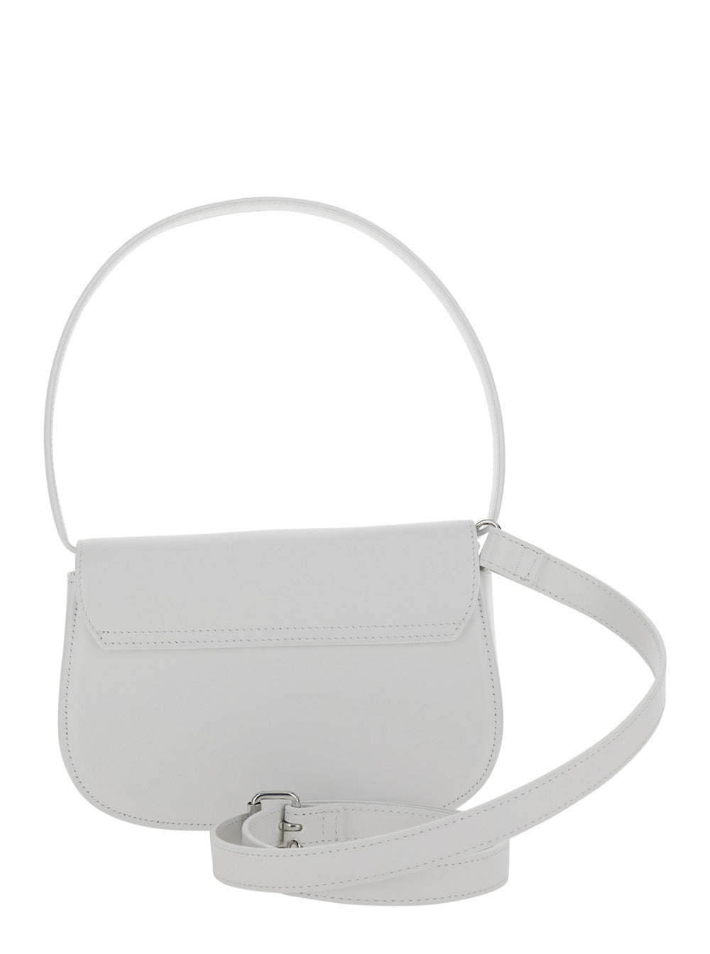 Diesel Women Shoulder Bag '1Dr' With Oval D Patch In White Leather For Women