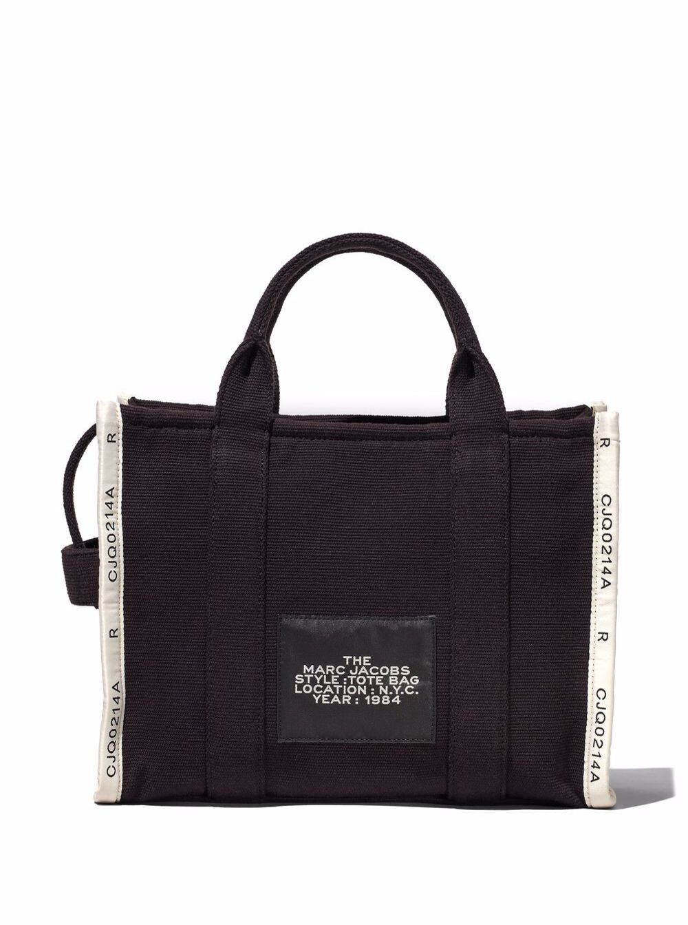 Marc Jacobs Women 'The Medium Tote' Black Tote Bag With Contrasting Logo Embroidery In Cotton Blend Woman