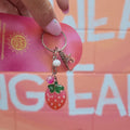 Glitter Strawberry Beaded Keychain