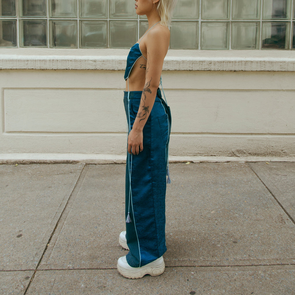 Dong Cropped Reversible Apron Top Jade Blue