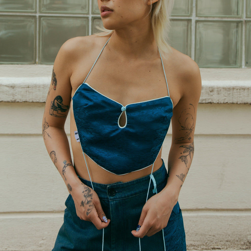 Dong Cropped Reversible Apron Top Elixir Blue