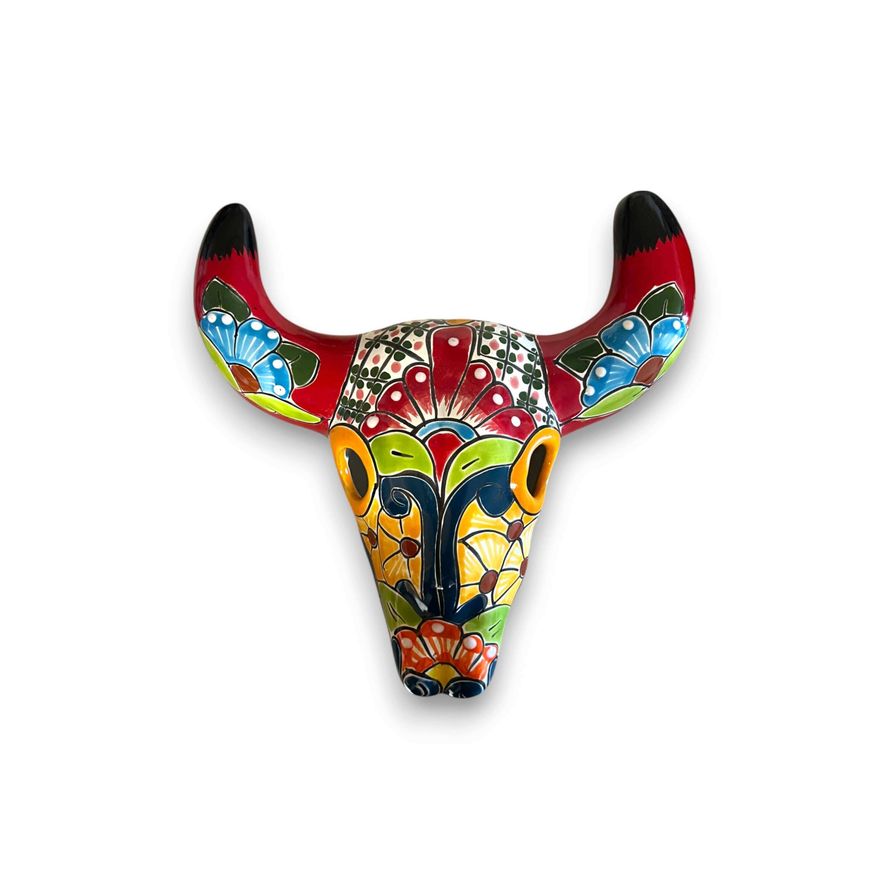 Talavera Bull Skull Wall Decor | Colorful Handcrafted Longhorn Art