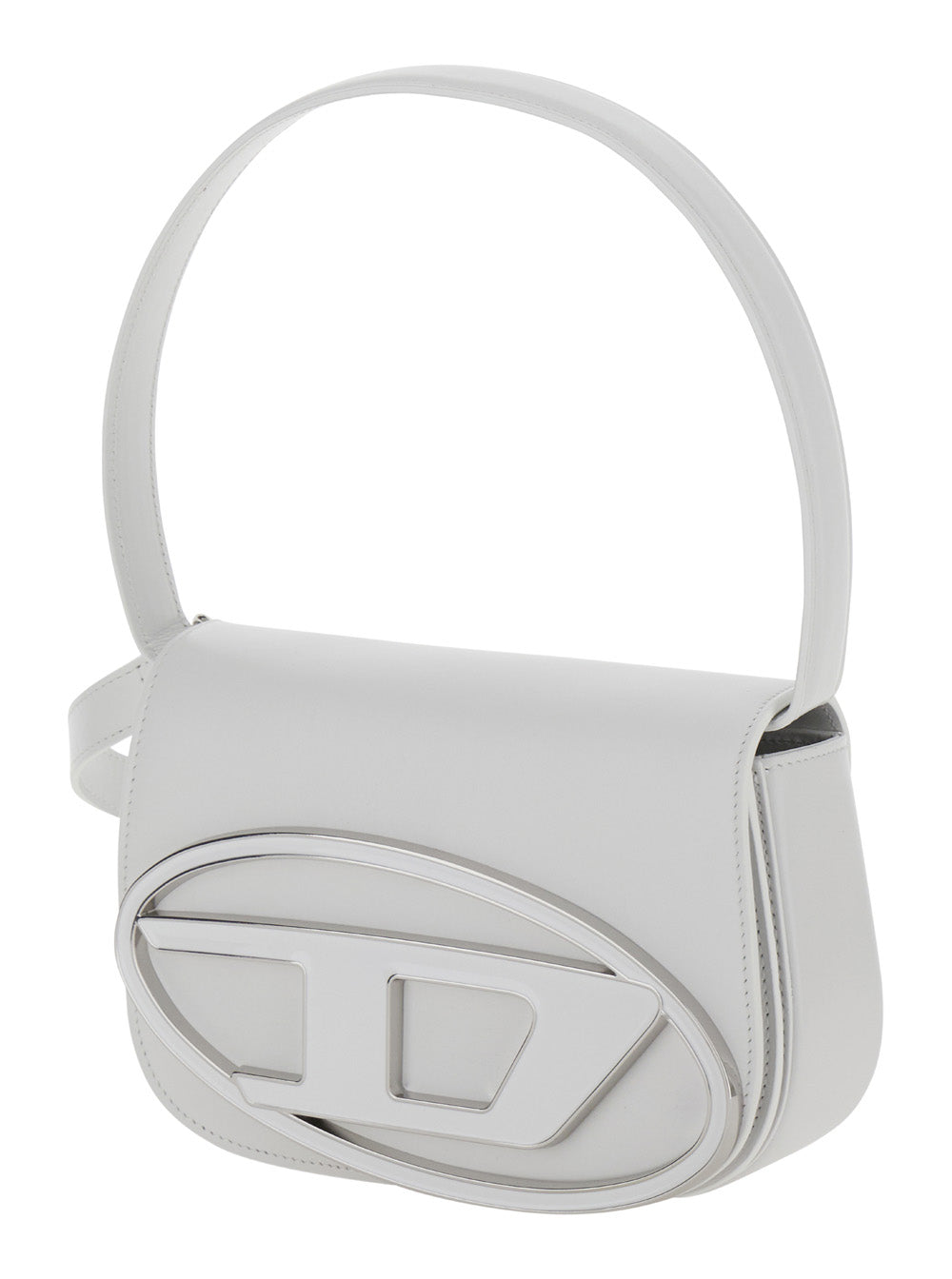 Diesel Women Shoulder Bag '1Dr' With Oval D Patch In White Leather For Women