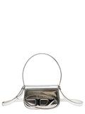 Diesel Women Shoulder Bag '1Dr' With Oval D Patch In Silver Laminated Leather For Women