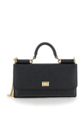 Dolce & Gabbana Women Black Crossbody Bag With Logo Plate In Grained Leather Women