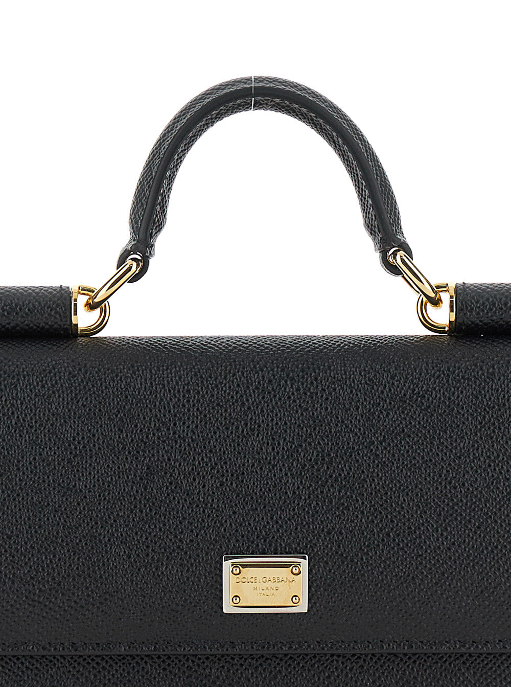 Dolce & Gabbana Women Black Crossbody Bag With Logo Plate In Grained Leather Women