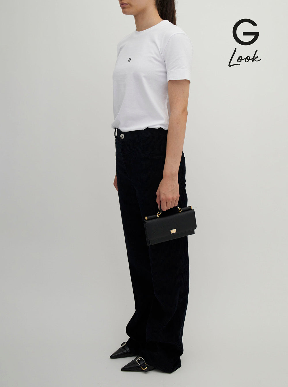 Dolce & Gabbana Women Black Crossbody Bag With Logo Plate In Grained Leather Women