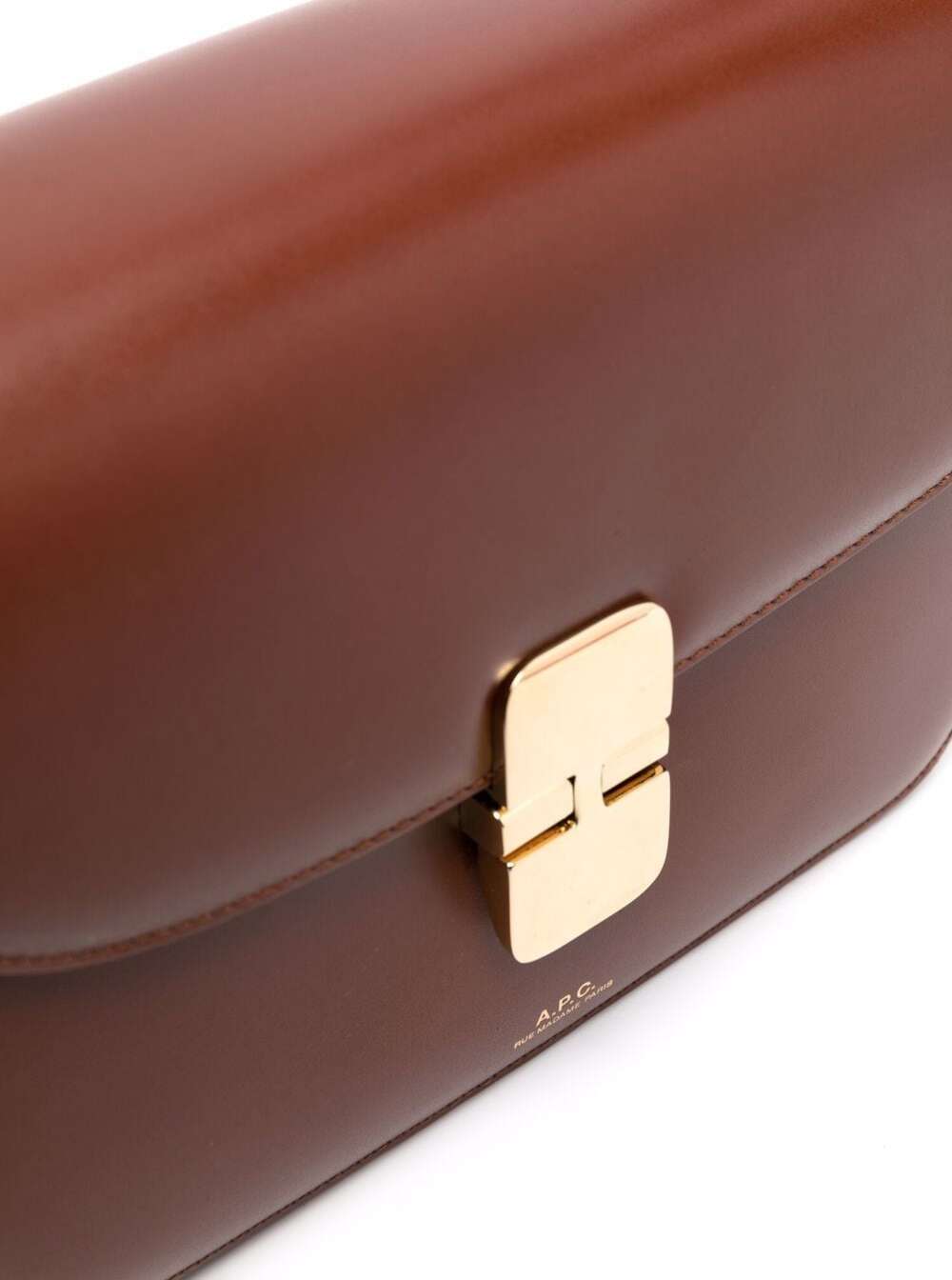 A.P.C. Women 'Grace Small' Brown Crossbody Bag With Adjustable Strap And Logo Lettering Embossed On The Front In Leather Woman