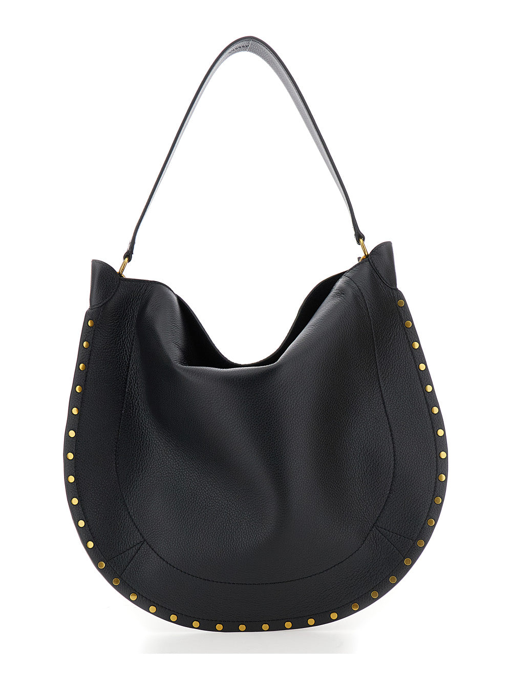 Isabel Marant Women Shoulder Bag 'Oskan Hobo' With Studded Profile In Black Leather For Women
